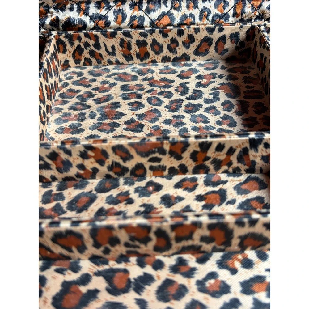 Lux de Ville Red Glitter Vanity‎ Case Leopard Print Retro Pinup Makeup Trunk Bag